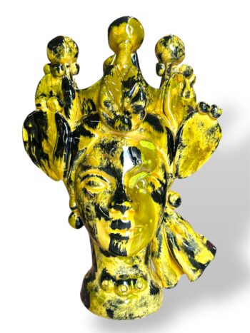 Testa di Moro Donna Pale di Fico - in Ceramica di Santo Stefano di Camastra