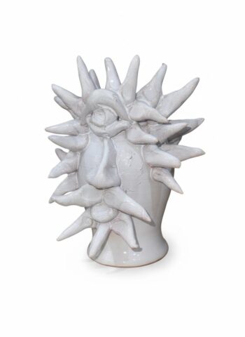 Vasetto Polifemo Bianco H15 - in Ceramica di Santo Stefano di Camastra