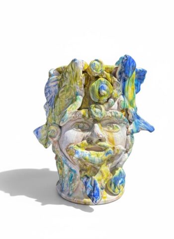 Testa Colapesce con Applicazioni H25 - in Ceramica di Santo Stefano di Camastra