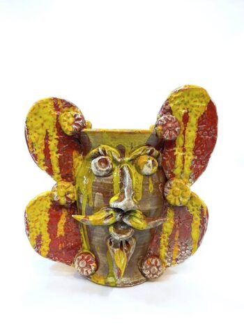 Vasetto Sikano Ficodindia H22 - in Ceramica di Santo Stefano di Camastra