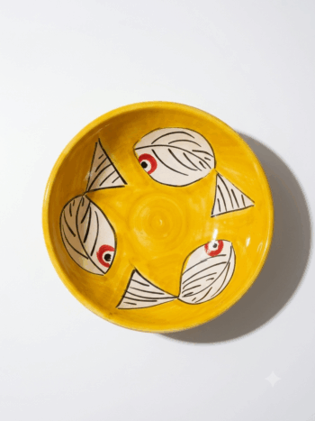 Ciotola Pesci Giallo - in Ceramica di Santo Stefano di Camastra