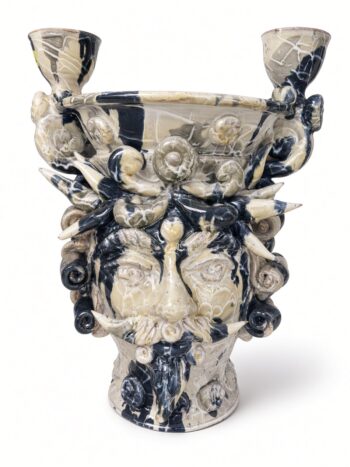 Lumiera Testa di Moro B/G H35 - in Ceramica di Santo Stefano di Camastra
