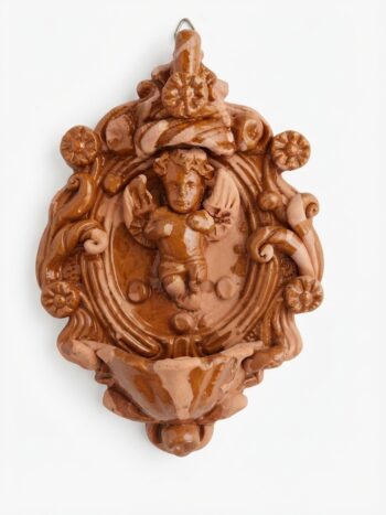 Acquasantiera Arancio - in Ceramica di Santo Stefano di Camastra