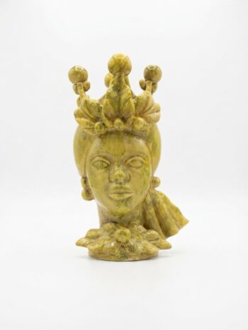 Testa di Moro Donna Corona G/V - In Ceramica di Santo Stefano di Camastra